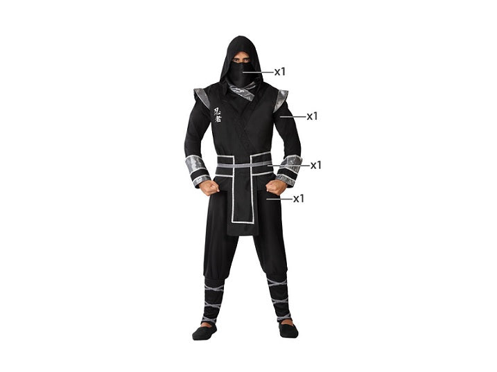déguisement de ninja noir 4pcs homme