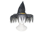 chapeau sorcière gris avec franges pointues
