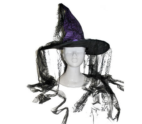 chapeau sorcière avec voile toile d'araignée