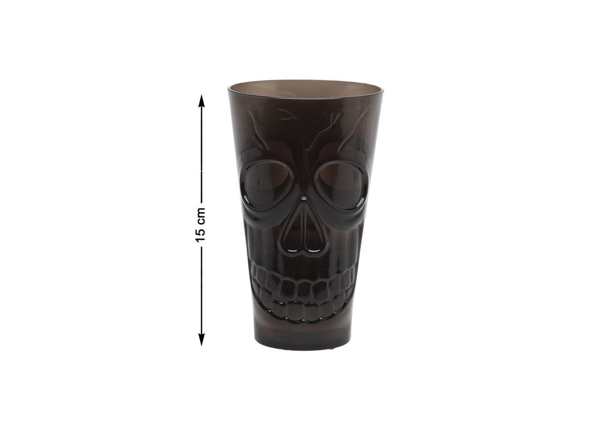 verre gobelet halloween noir motif crâne 15cm