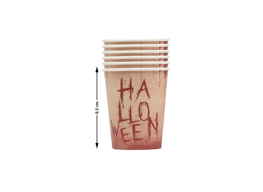 lot de 6 verres sanglants halloween en carton 9cm