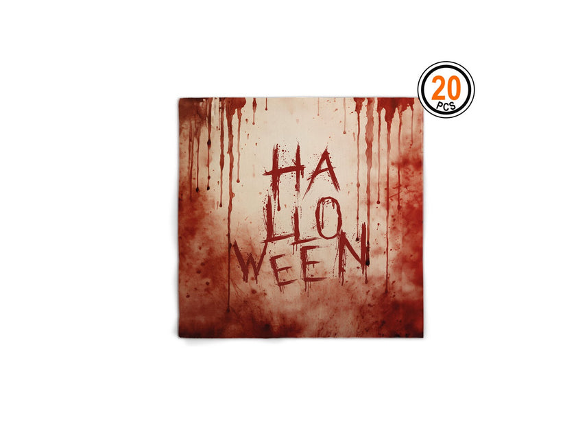 lot de 20 serviettes sanglantes halloween en papier 33x33cm