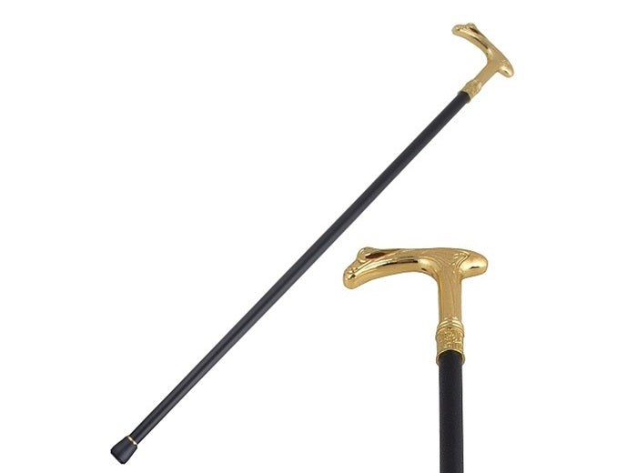 canne métallique droite pommeau or luxe 95cm