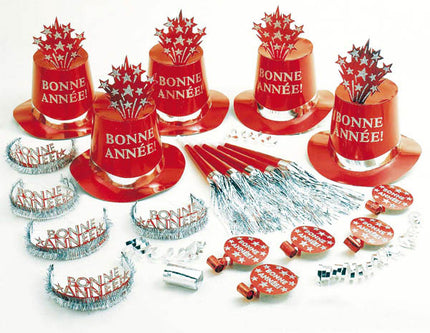 kit party bonne année rouge pour 10 personnes