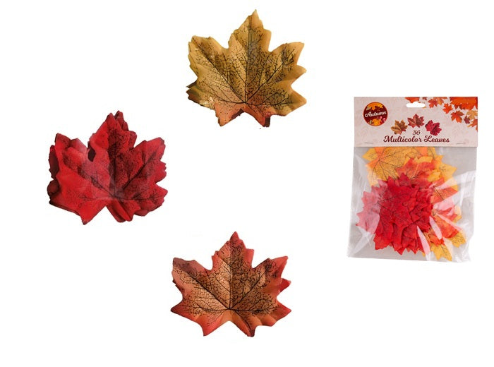 lot de 36 feuilles synthétiques d'automne 8x6cm