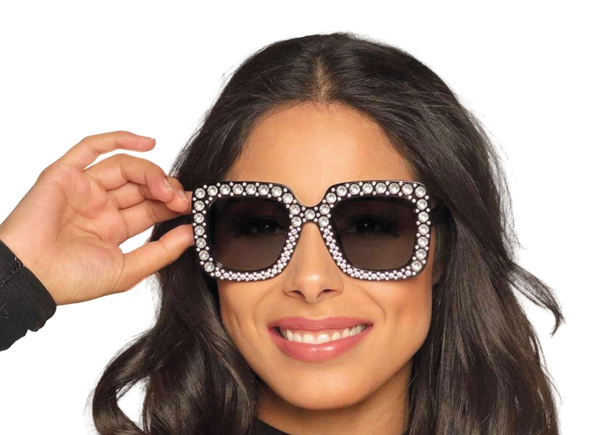 lunettes vintage noir avec faux brillants adulte