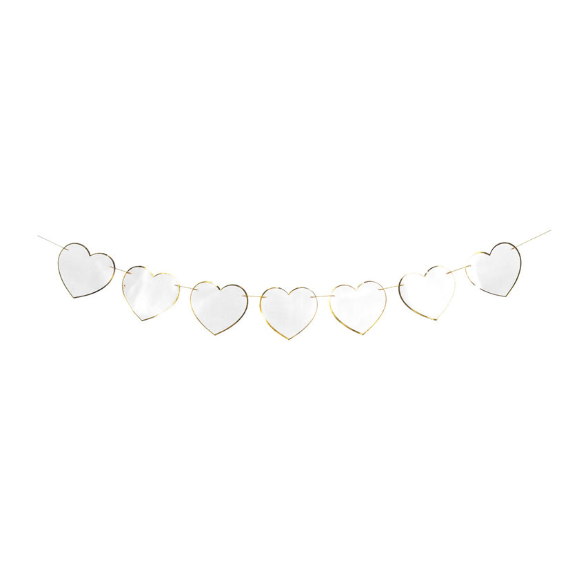 GUIRLANDE COEURS BLANCS ET OR 3M