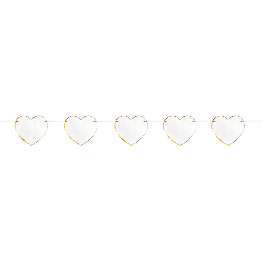 GUIRLANDE COEURS BLANCS ET OR 3M
