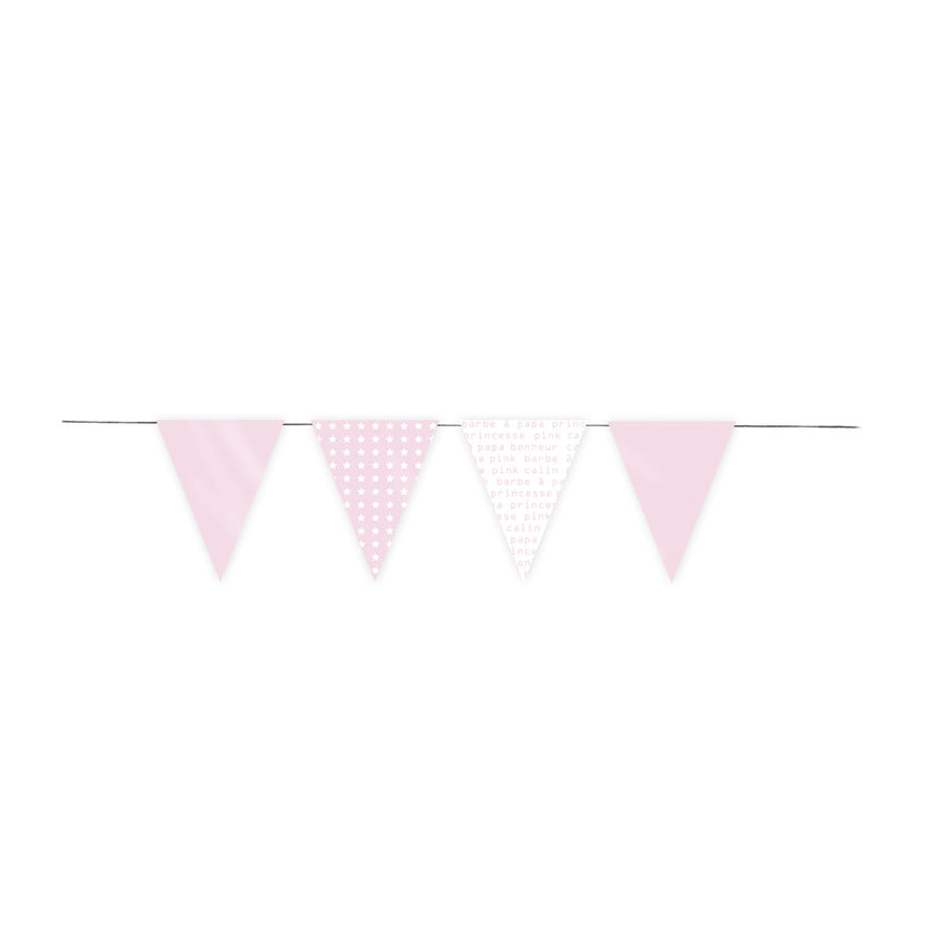 GUIRLANDE 12 FANIONS SWEET ROSE 3M
