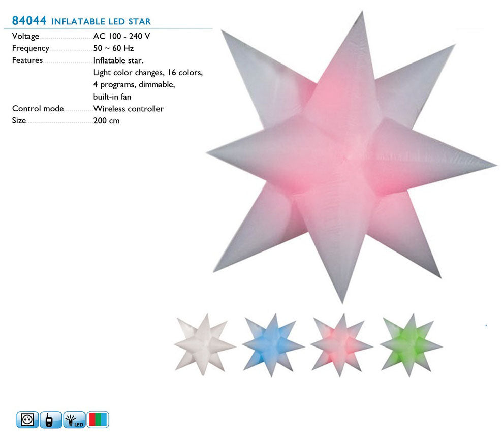 étoile gonflable - star 2m with remote controle and led light