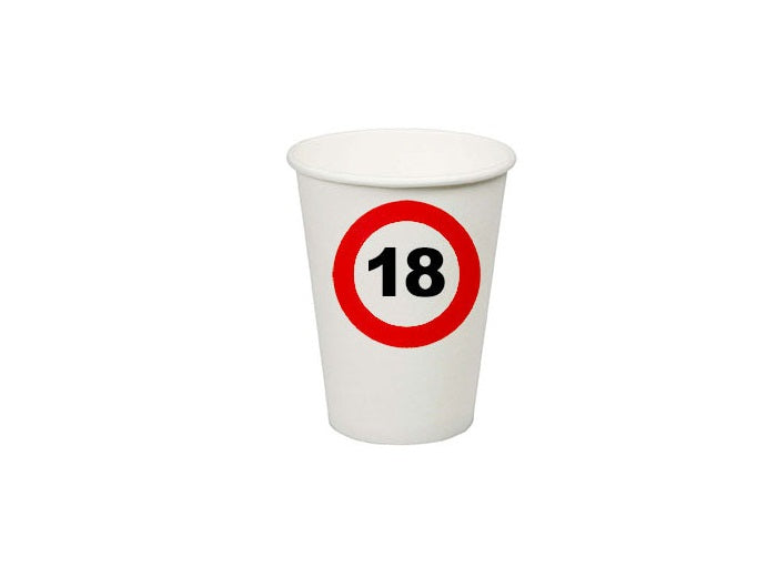 lot de 8 gobelets 18 ans en carton
