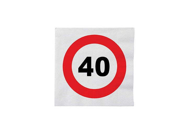 lot de 16 serviettes 40 ans en papier 33cm