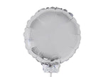 ballon aluminium rond argent avec baton 28x30cm