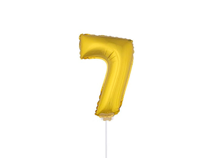 ballon chiffre 7 en aluminium avec bâton or 40cm