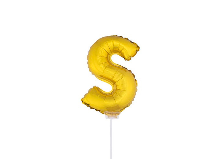ballon lettre s en aluminium avec bâton 41cm or