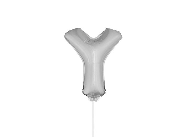 ballon lettre y en aluminium avec bâton 41cm argent