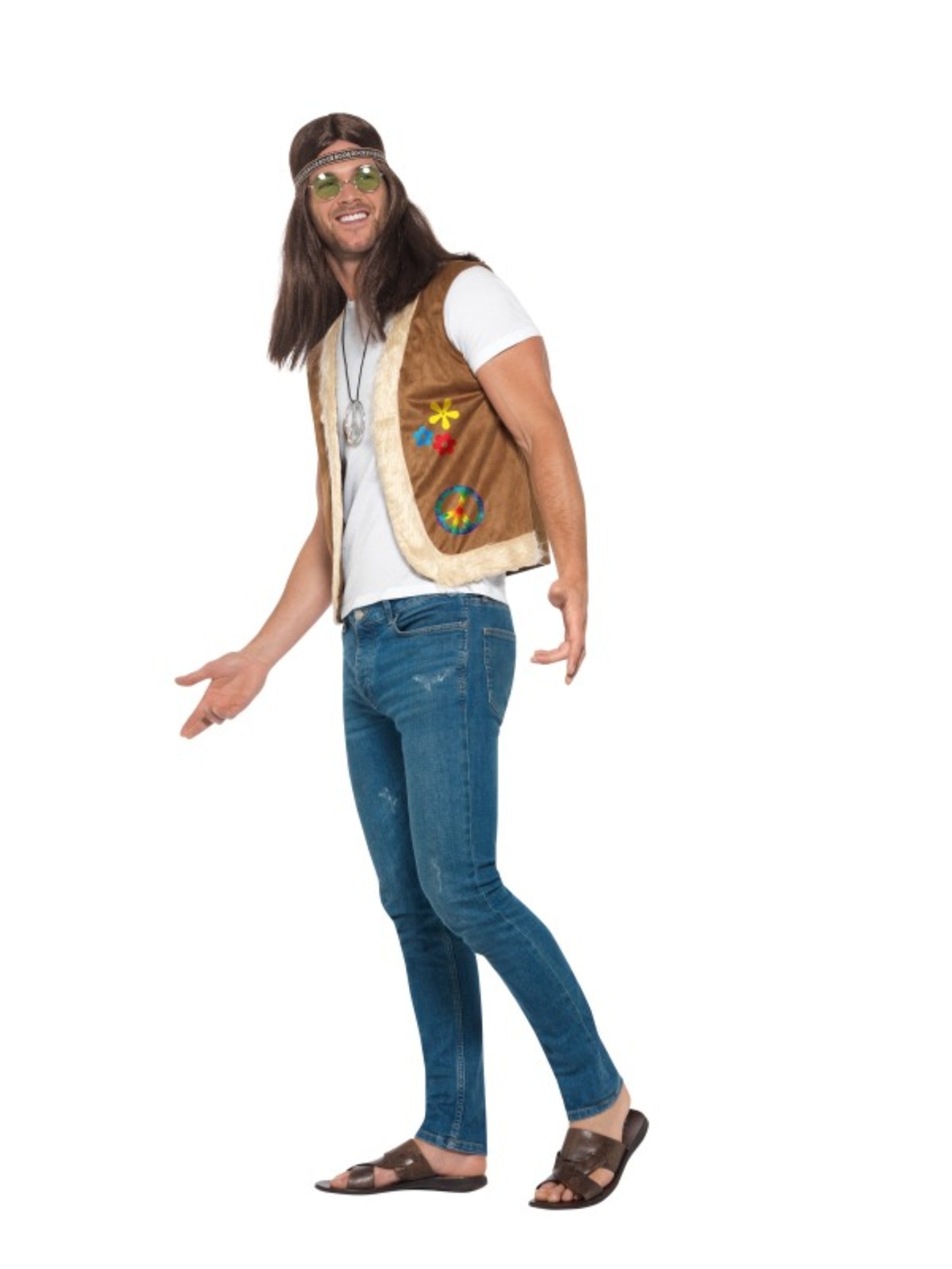 Gilet hippie marron adulte