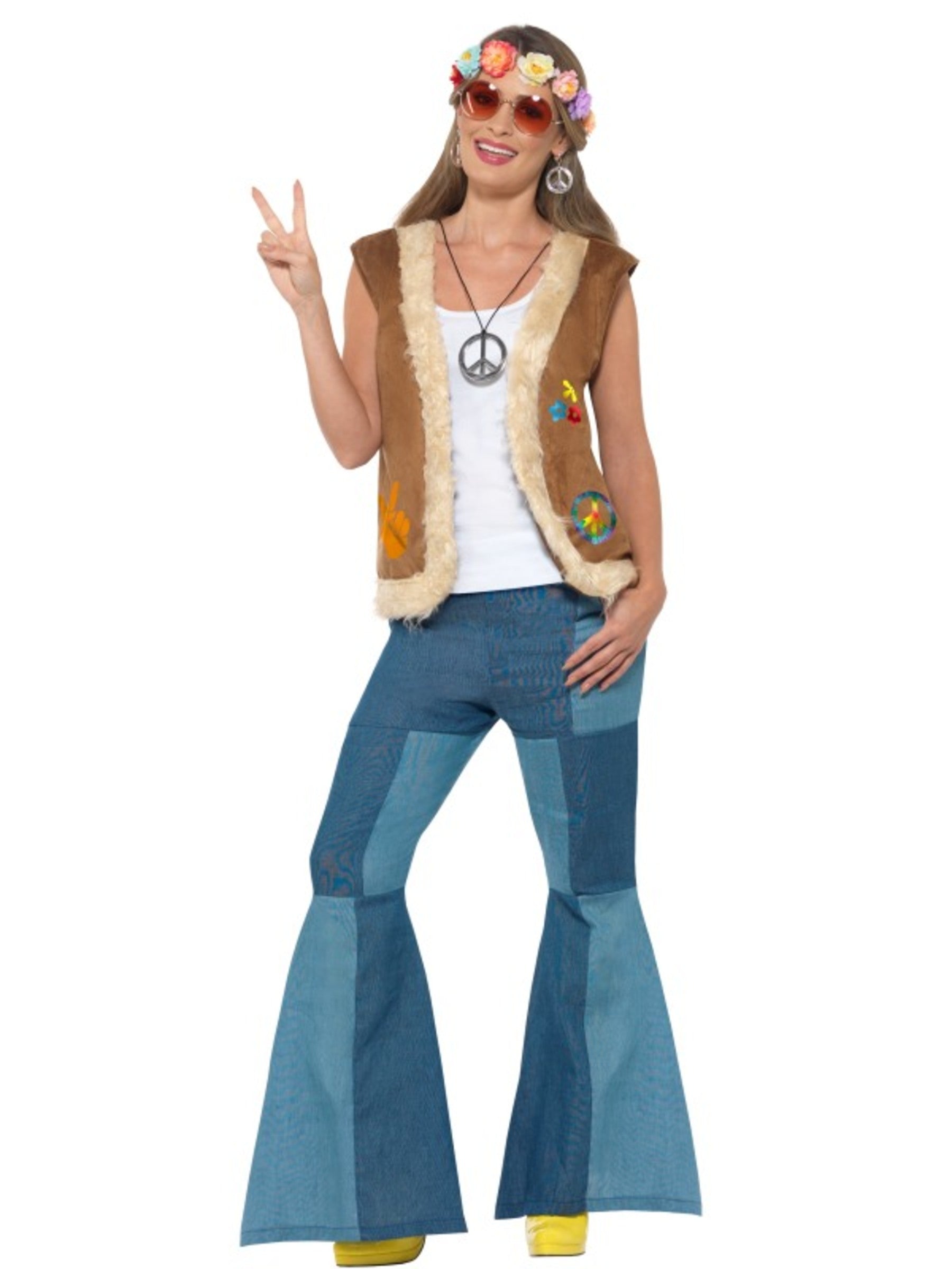 Gilet hippie marron adulte