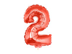 ballon chiffre 2 en aluminium avec bâton rouge 40cm