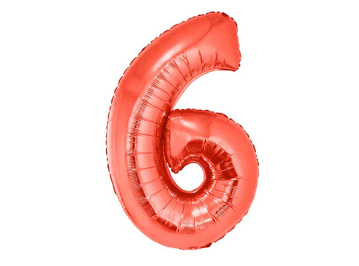 ballon chiffre 6 en aluminium rouge 1m