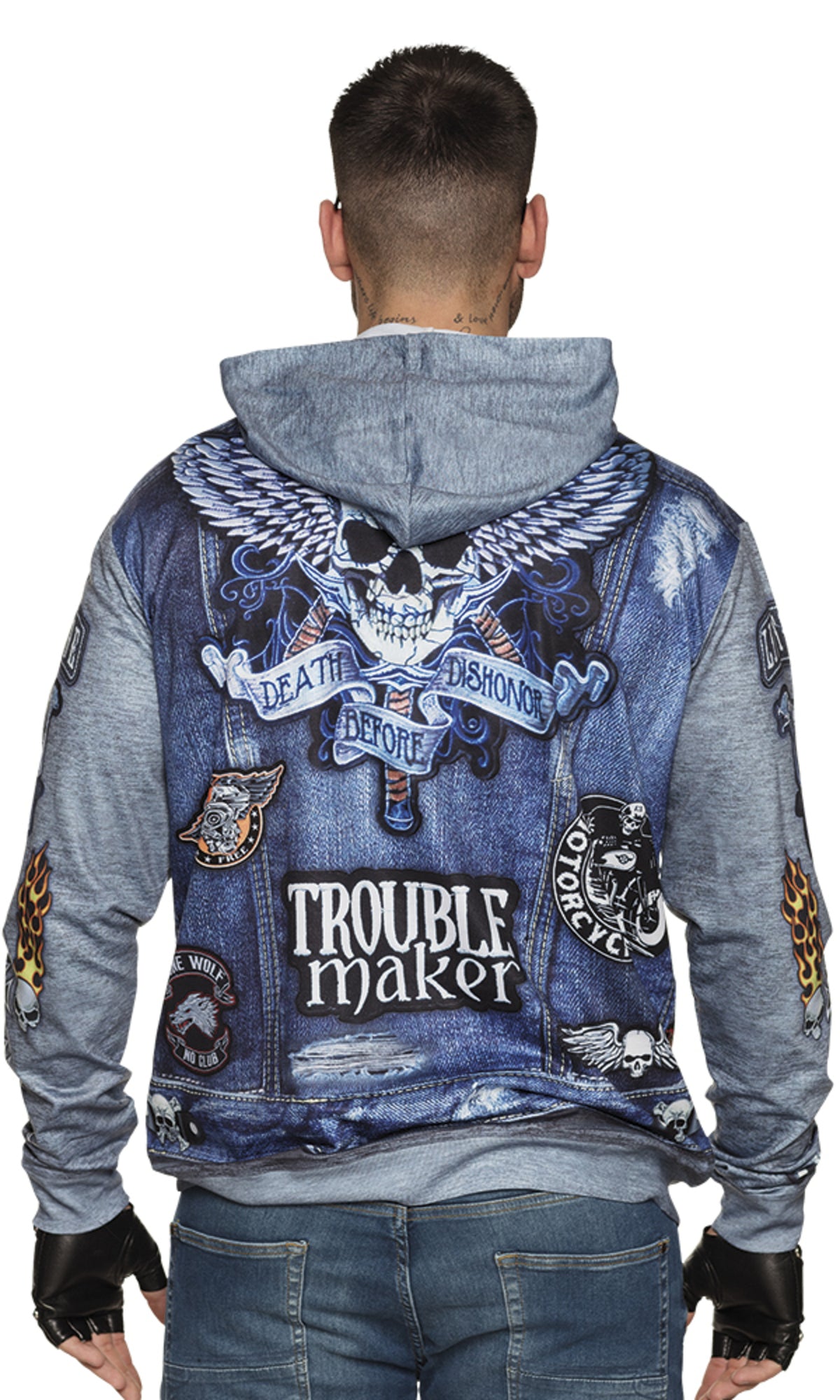 Veste motard bleu homme