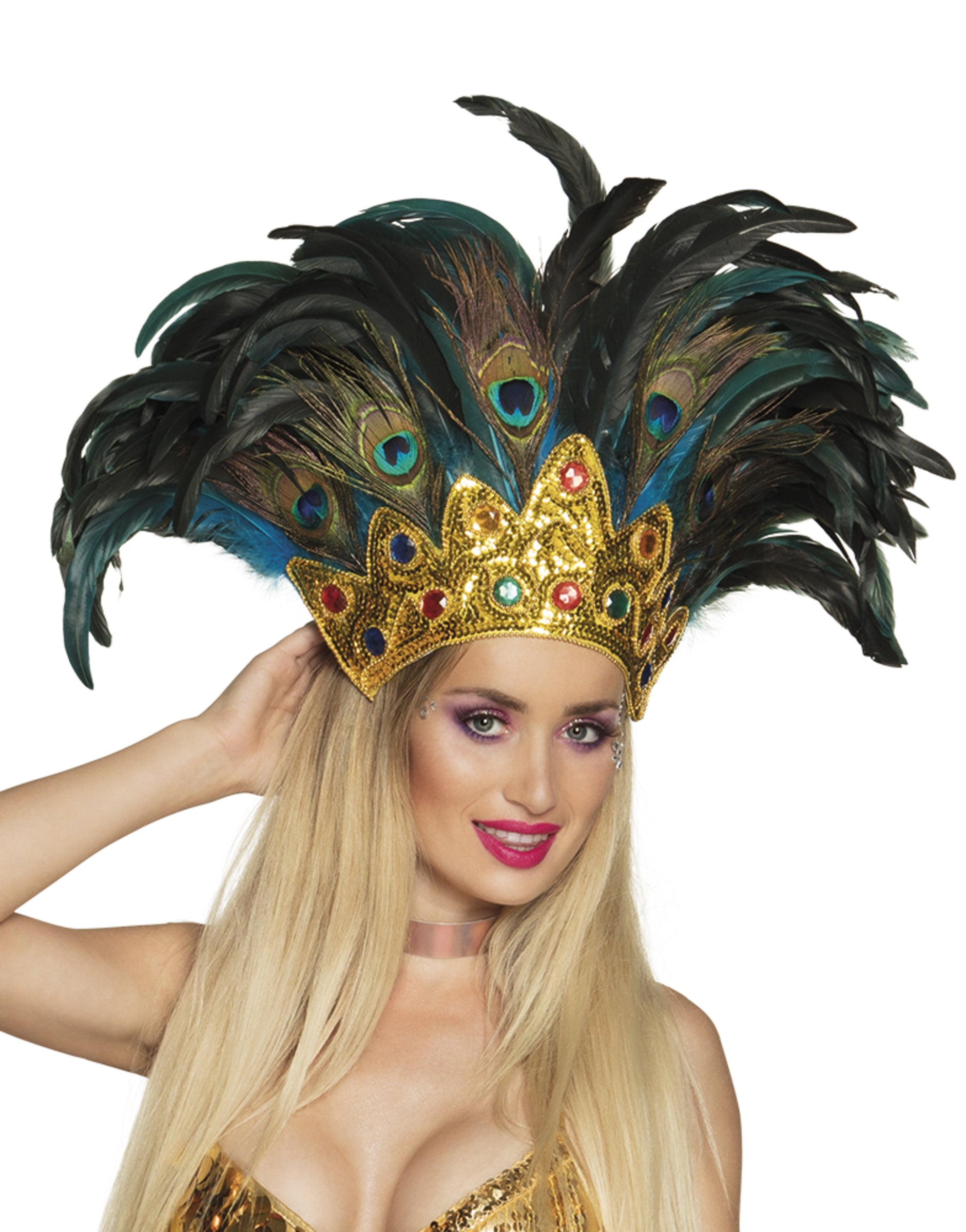 Coiffe paon Carnaval adulte