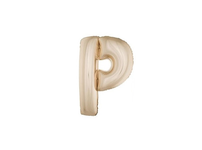 ballon lettre p en aluminium 1m champagne