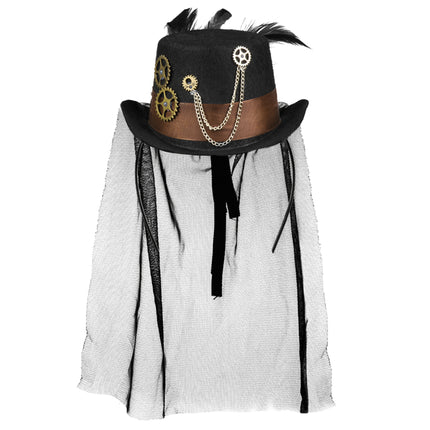 Mini chapeau steampunk avec engrenages noir adulte