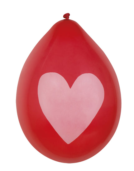 6 ballons amour avec des cœurs dorés