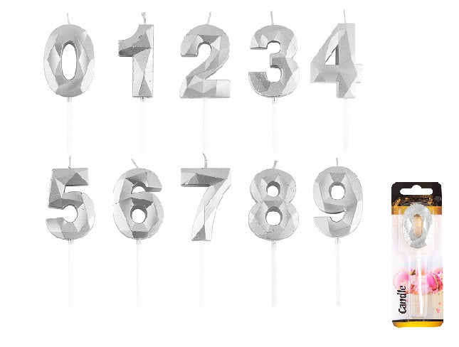 bougie anniversaire sur bâton chiffre 2 argent 5cm