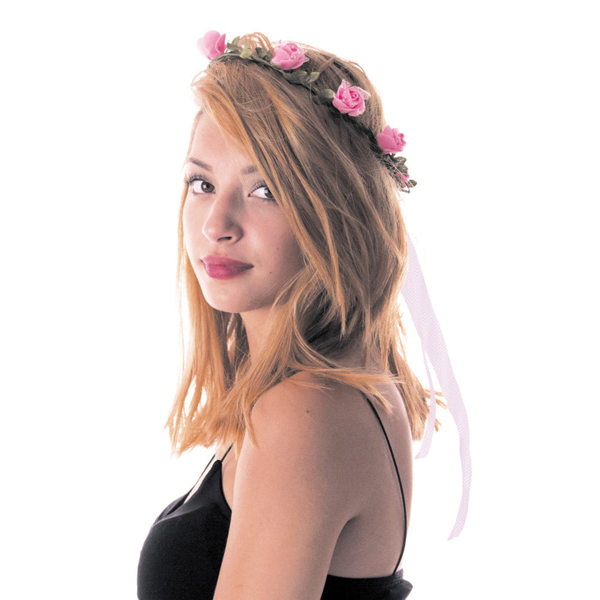 COURONNE DE FLEURS ROSES