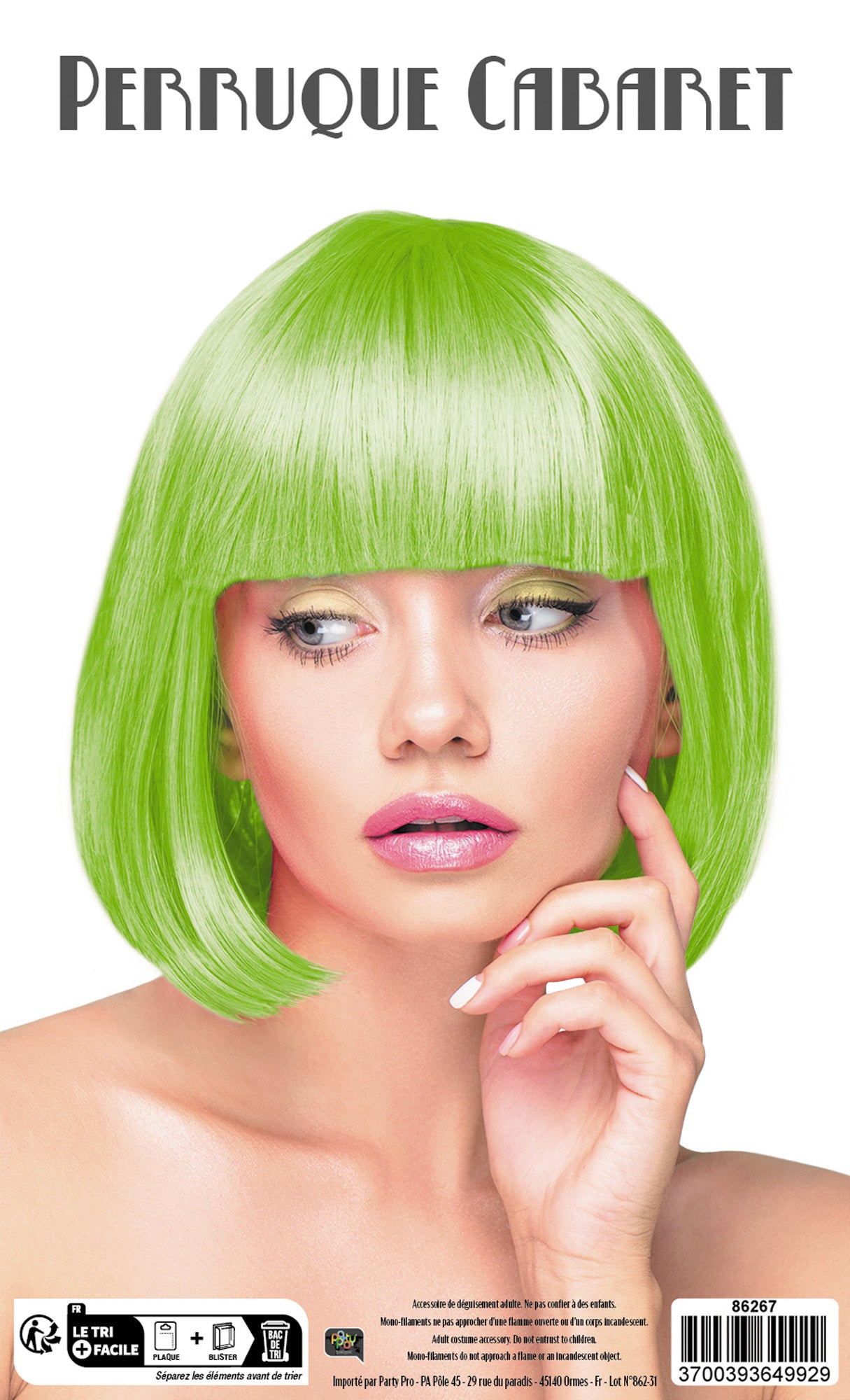 PERRUQUE CABARET VERTE NEON
