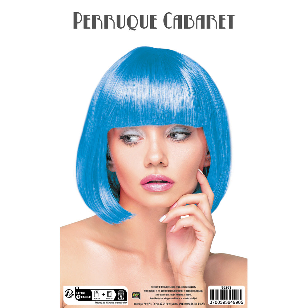 PERRUQUE CABARET TURQUOISE NEON