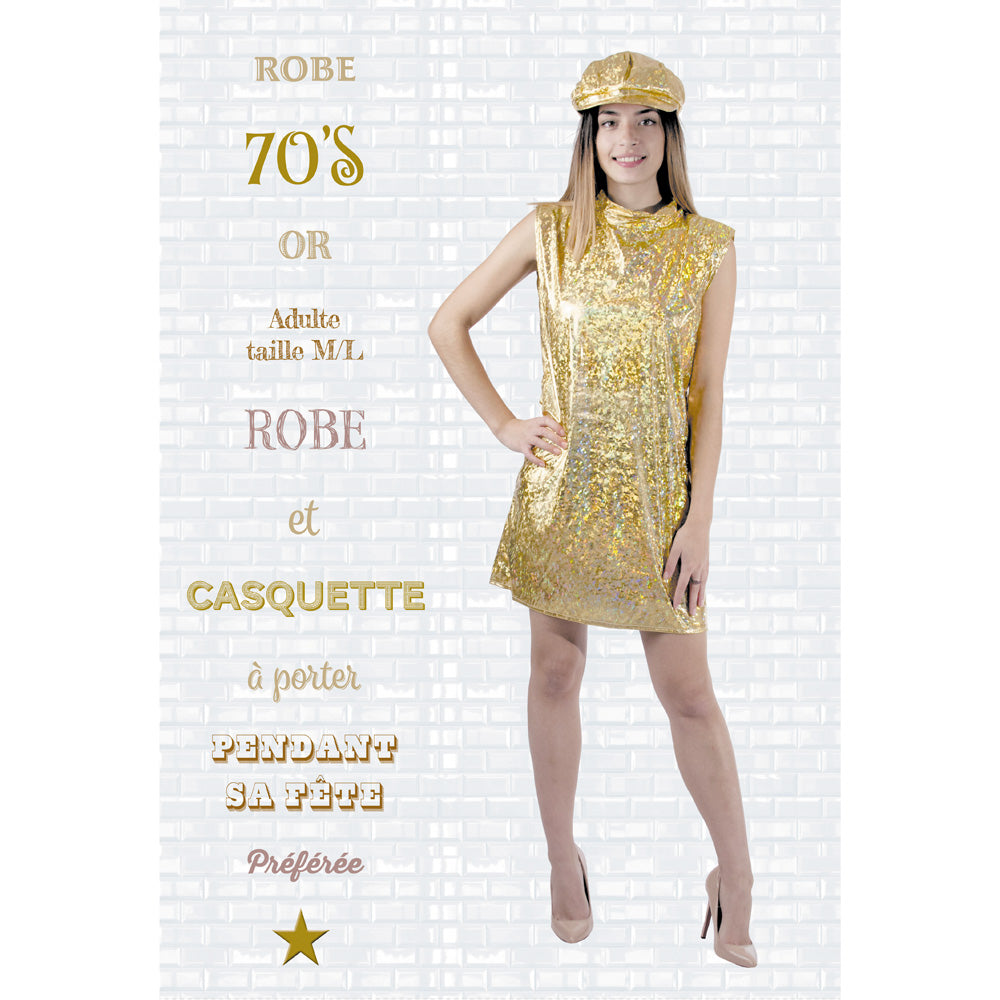 ROBE 70'S OR + CASQUETTE