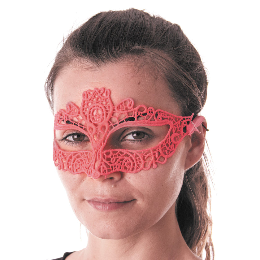 LOUP TISSU DENTELLE ROSE FLUO