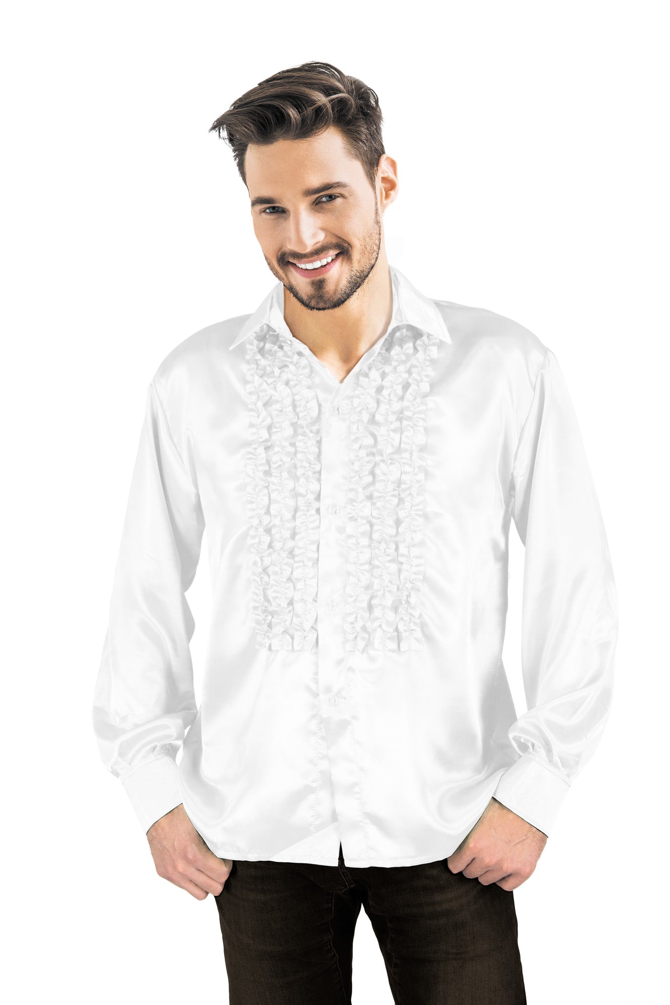 CHEMISE DISCO SATIN BLANC XL