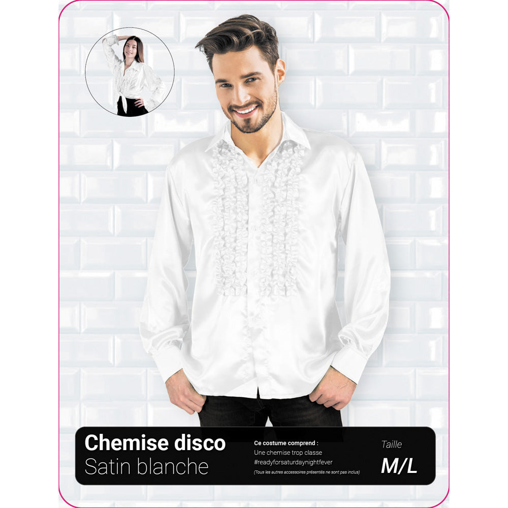 CHEMISE DISCO SATIN BLANC