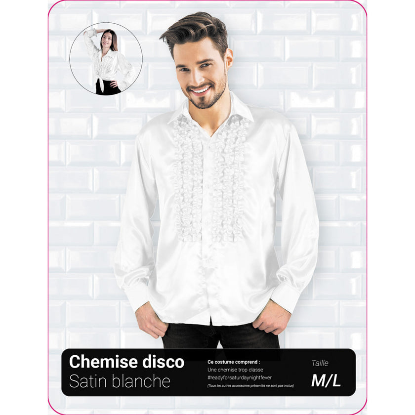 CHEMISE DISCO SATIN BLANC