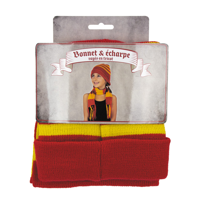BONNET ET ÉCHARPE RAYÉS EN TRICOT