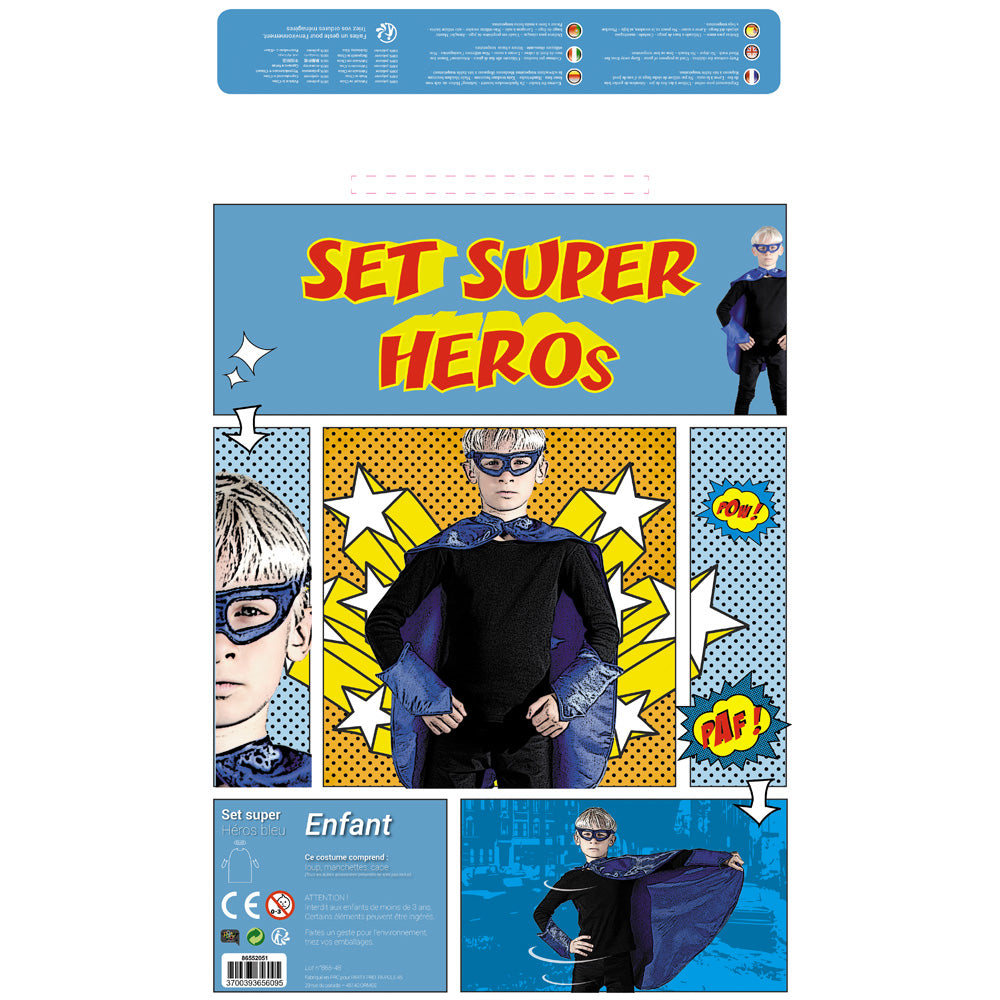 SET SUPER HEROS ENFANT BLEU