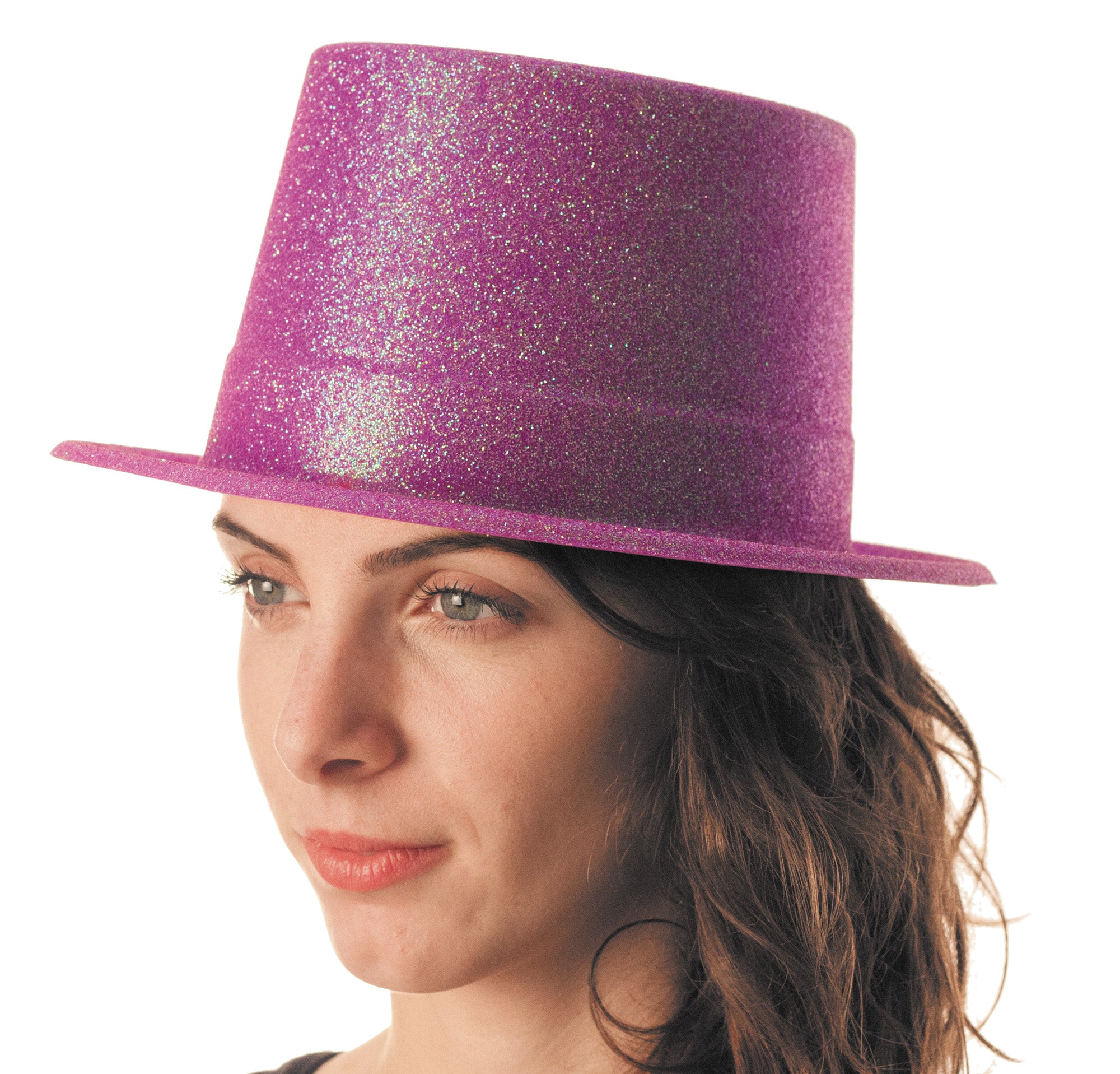 HAUT DE FORME PLASTIQUE PAILLETE FLUO 5 COULEURS ASS.