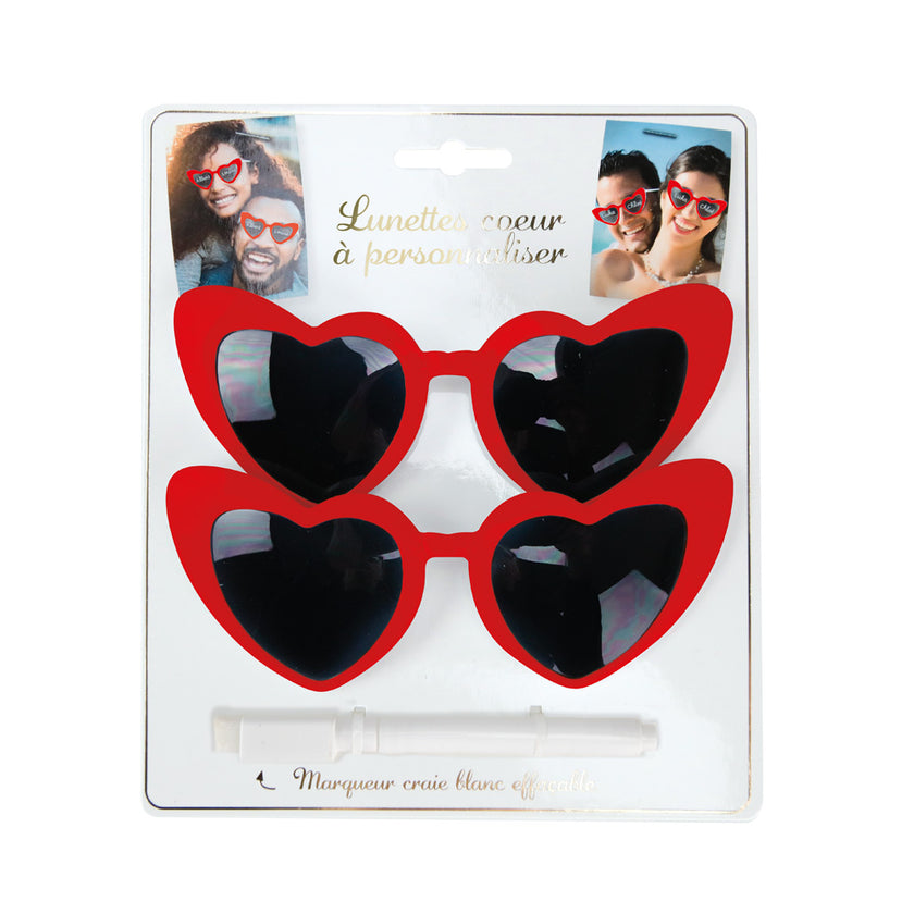 Set 2 lunettes vintage coeur rouge avec marqueur blanc 2