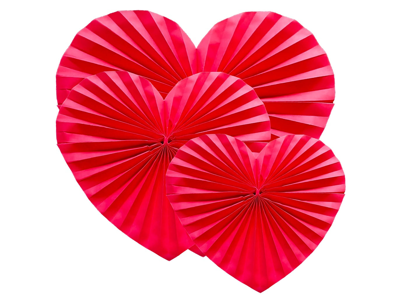 lot de 6 décorations coeurs papier rouge 20/30/40cm