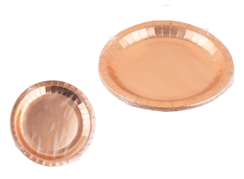 lot de 8 assiettes en carton or rose 23cm