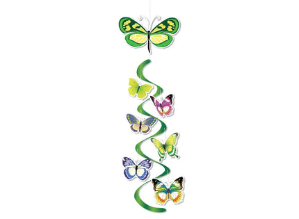 décoration suspension spirales papillons 90cm
