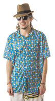CHEMISE A FLEURS BLEUE