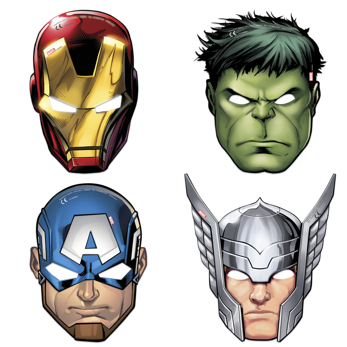 6 masques variés Avengers