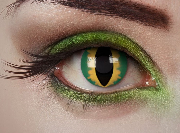 lentilles de contact vipère lézard alien vert jaune 1 jour