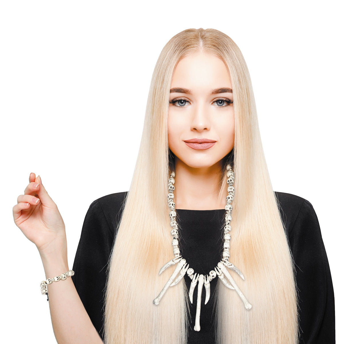 SET COLLIER + BRACELET TETE DE MORT