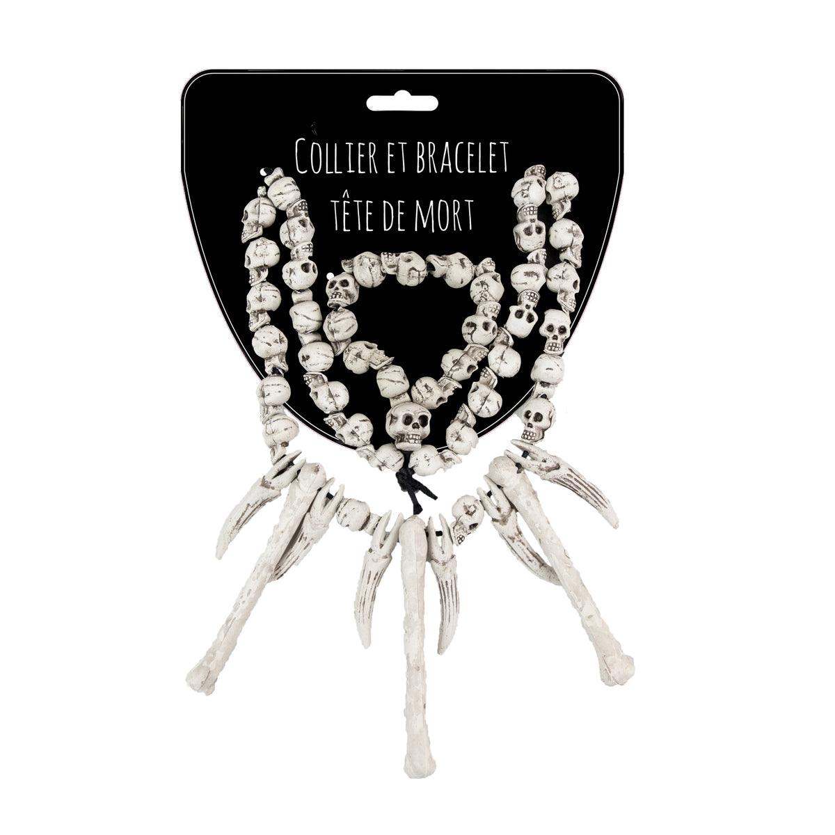 SET COLLIER + BRACELET TETE DE MORT